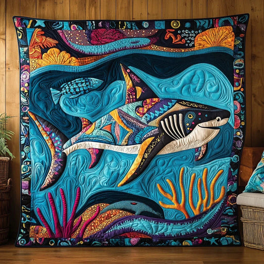 Whimsical Shark Quilt Blanket