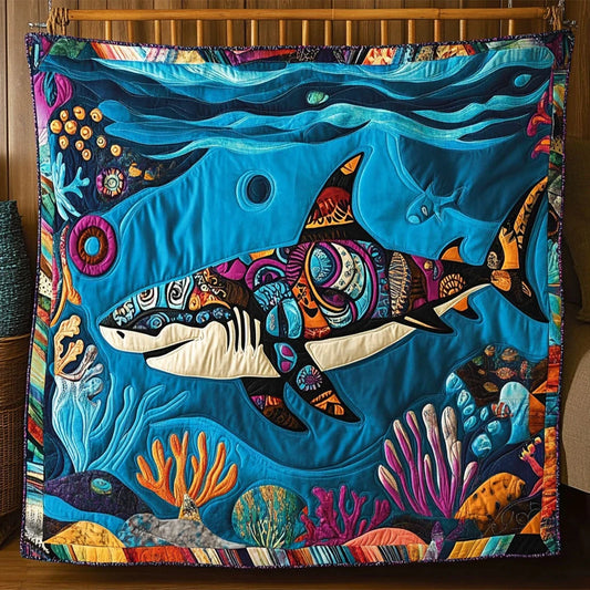 Whimsical Shark Quilt Blanket