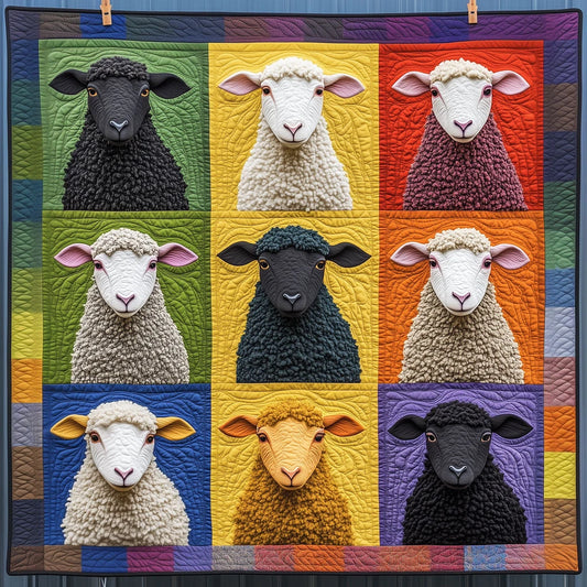 Whimsical Sheep Quilt Blanket