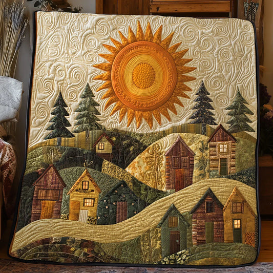 Whimsical Storybook Village Quilt Blanket