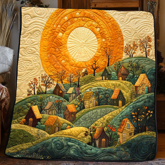Whimsical Storybook Village Quilt Blanket