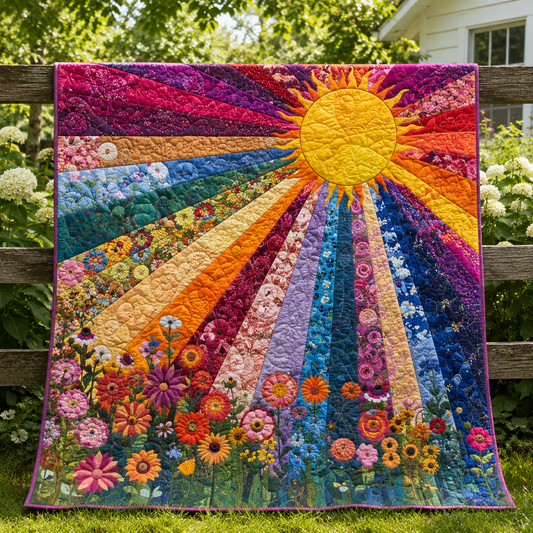 Whimsical Sunshine Quilt Blanket - Quilted Blanket by OtterMia