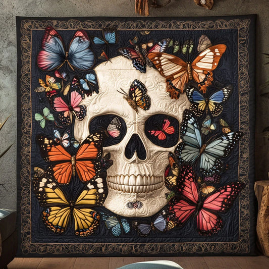 Whisper Skull Butterfly Quilt Blanket