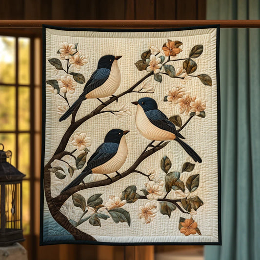Whispering Bluebirds Quilt Blanket