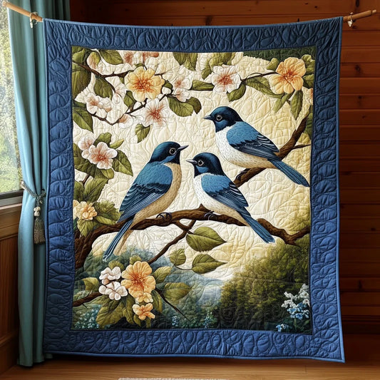 Whispering Bluebirds Quilt Blanket
