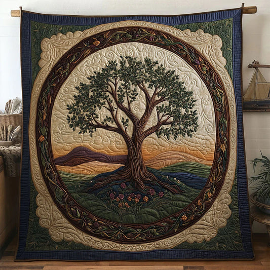 Whispering Tree Of Life Quilt Blanket