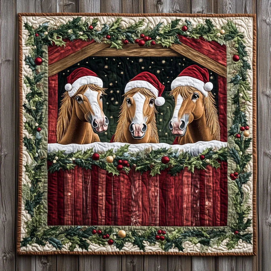 Whispering Winter Horse Quilt Blanket