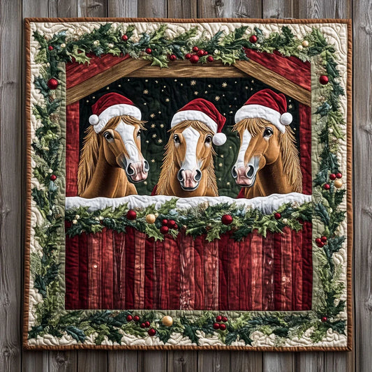 Whispering Winter Horse Quilt Blanket