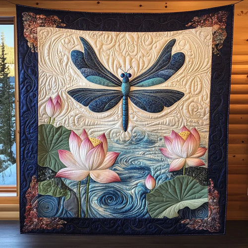 Whispers Over Lotus Quilt Blanket