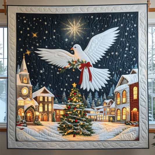 White Dove Carrying An Olive Branch Quilt Blanket