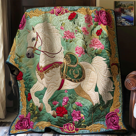 White Horse Waltz Quilt Blanket
