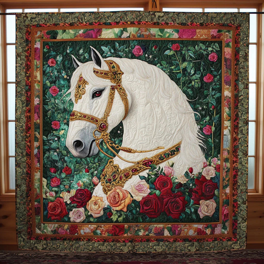 White Horse Waltz Quilt Blanket