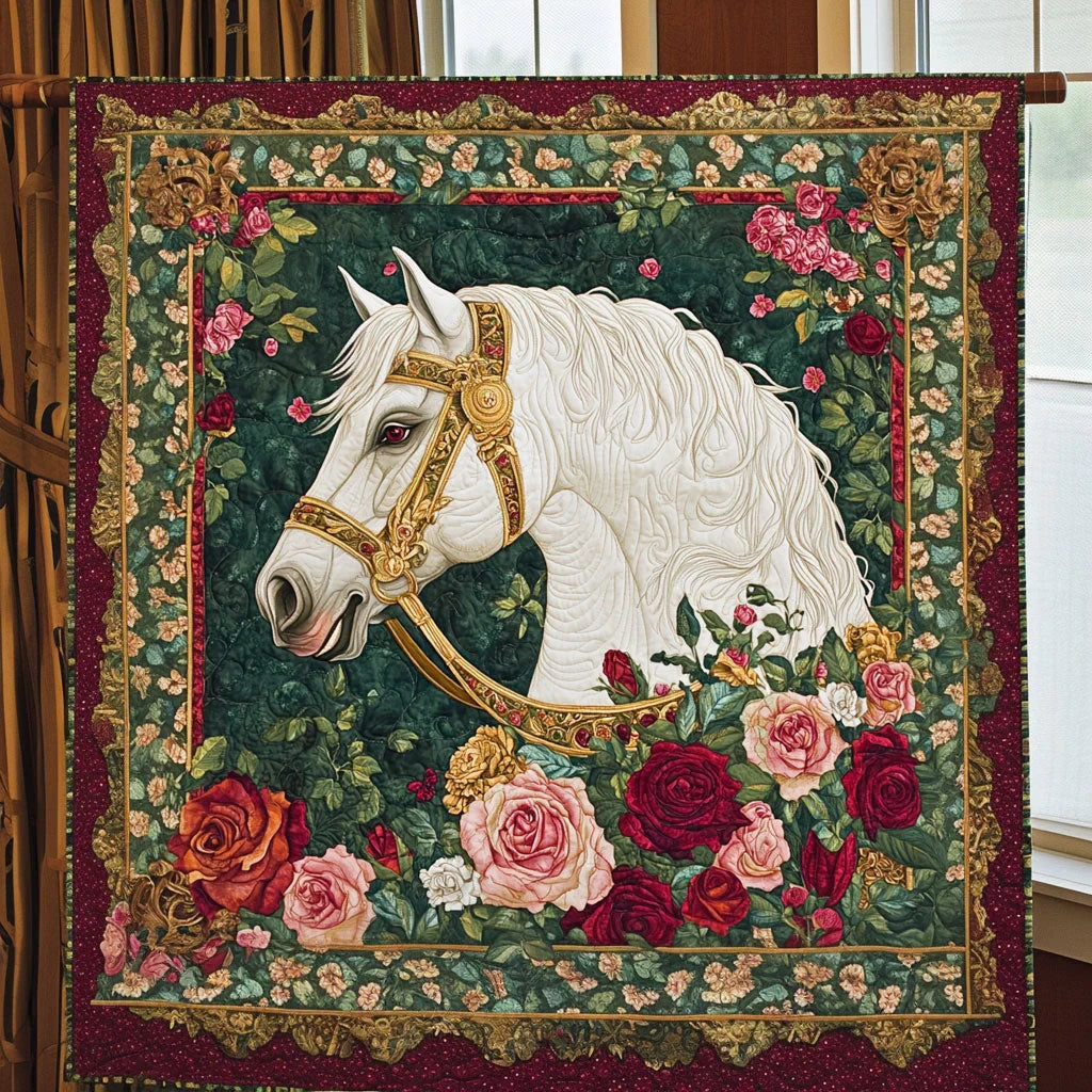 White Horse Waltz Quilt Blanket
