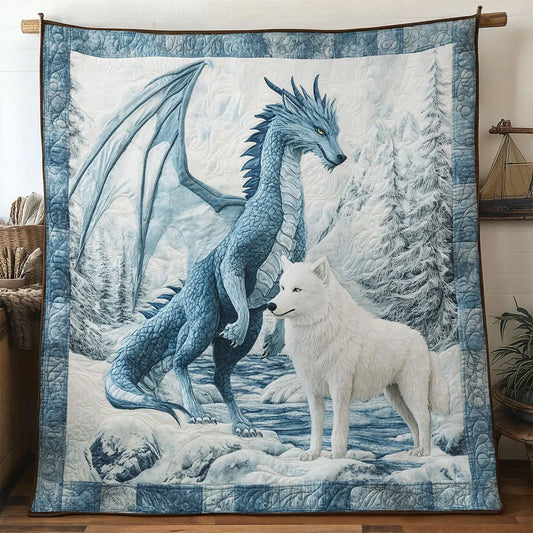 White Wolf Quilt Blanket