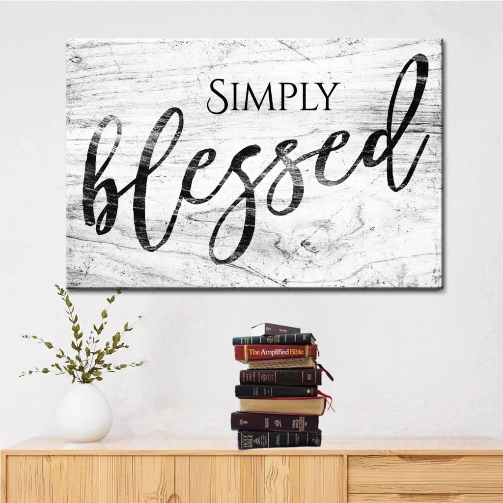 simply blessed wall art canvas modern farmhouse christian wall decor (Landscape) (view 4)