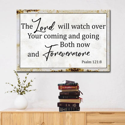 rustic christian wall art the lord will watch over your coming going canvas print (Landscape) (view 4)