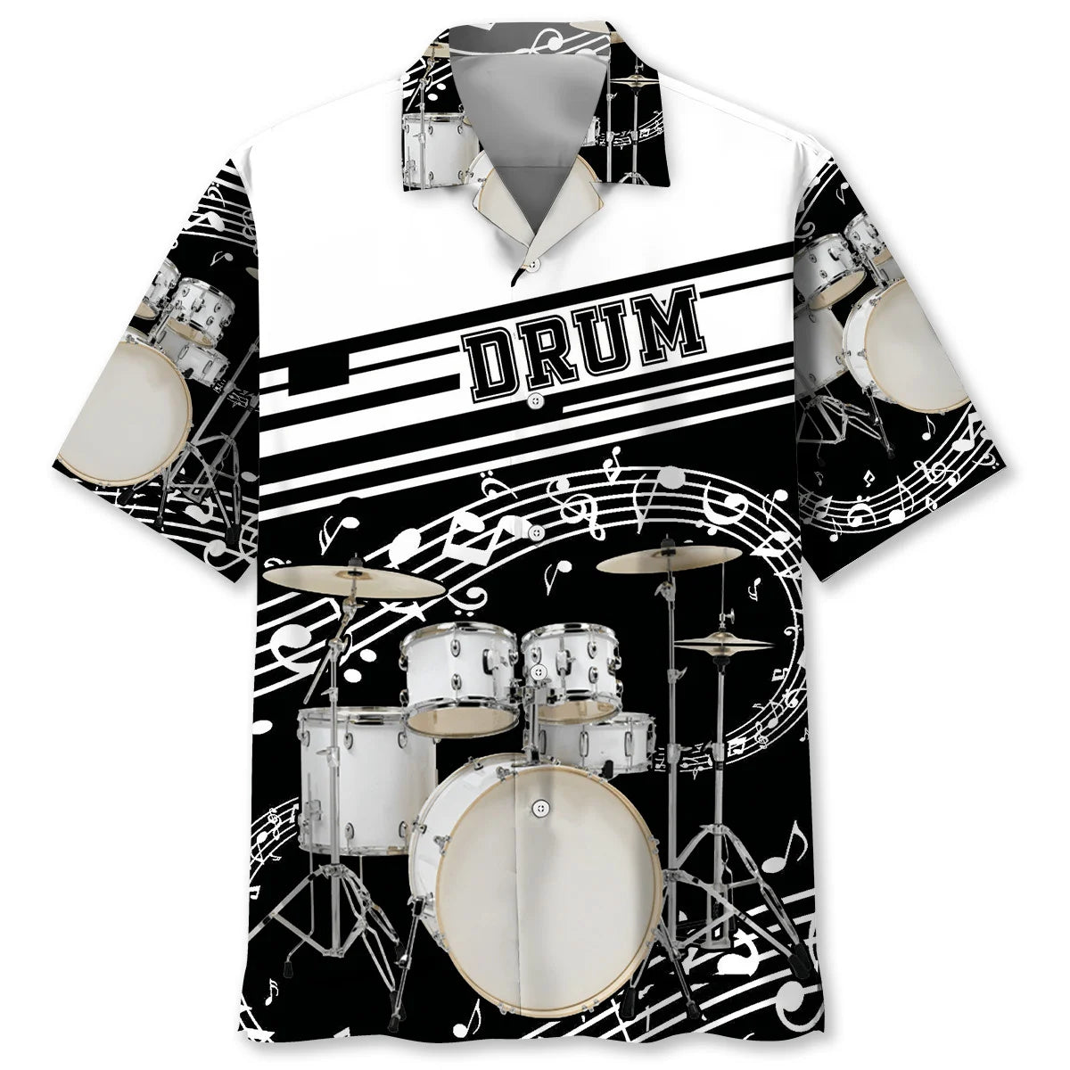 White Drum Set Hawaiian Shirt, custom shirt gift for men (view 2)