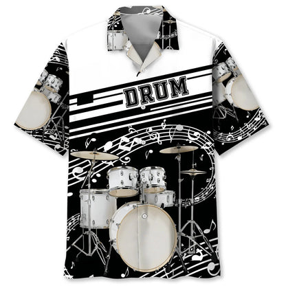 White Drum Set Hawaiian Shirt, custom shirt gift for men (view 2)