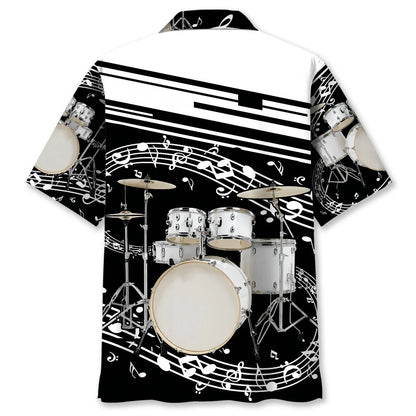 White Drum Set Hawaiian Shirt, custom shirt gift for men (view 3)