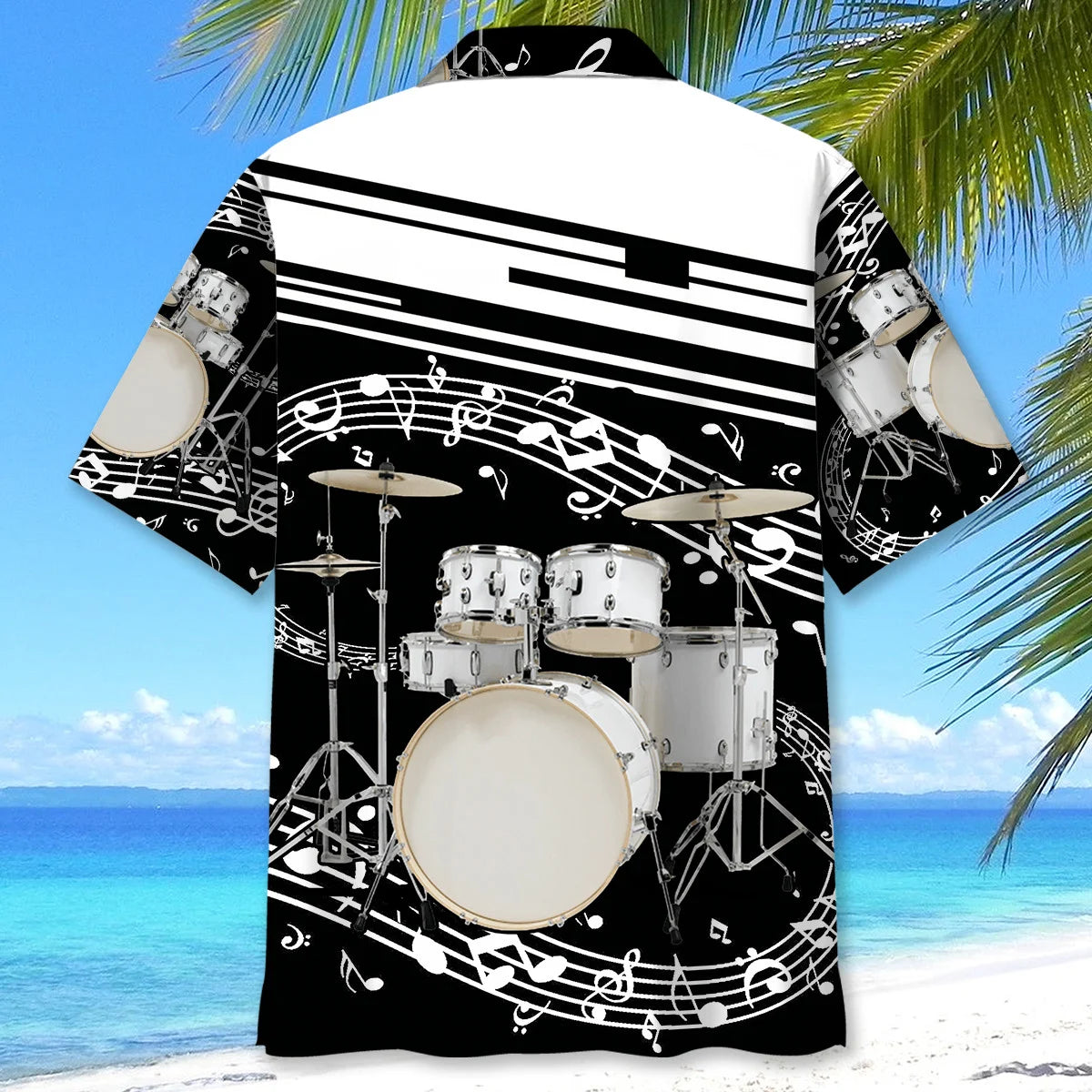 White Drum Set Hawaiian Shirt, custom shirt gift for men (view 4)