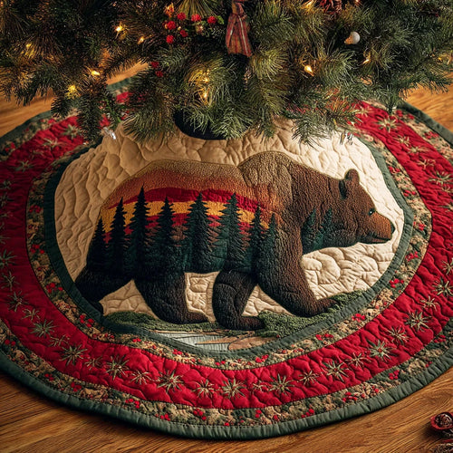 Wild Creek Bear Christmas Quilted Tree Skirt
