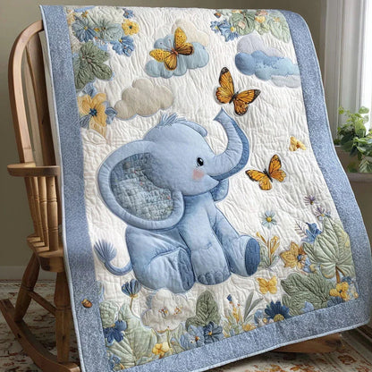 Wild Elephant Quilt Blanket - Quilted Blanket by OtterMia