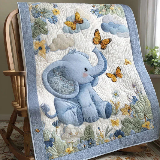 Wild Elephant Quilt Blanket - Quilted Blanket by OtterMia