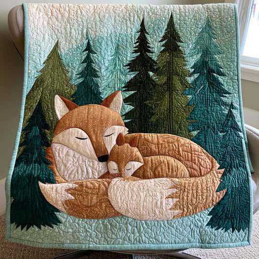 Wild Fox Quilt Blanket - Quilted Blanket by OtterMia