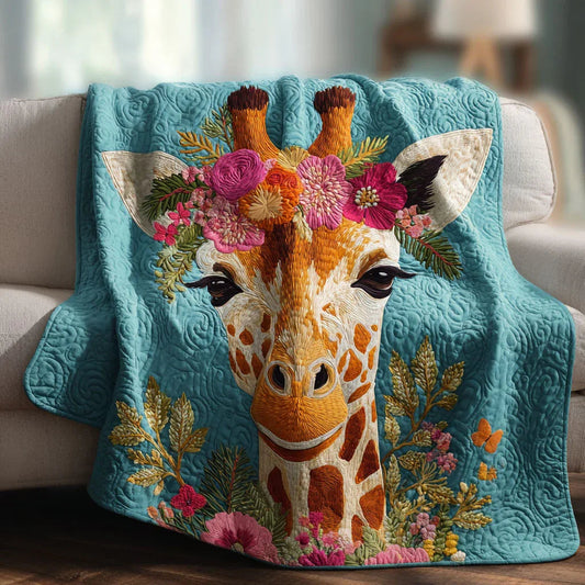 Wild Giraffe Quilt Blanket - Quilted Blanket by OtterMia