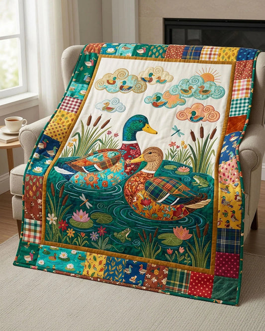 Wild Mallard Quilt Blanket - Quilted Blanket by OtterMia