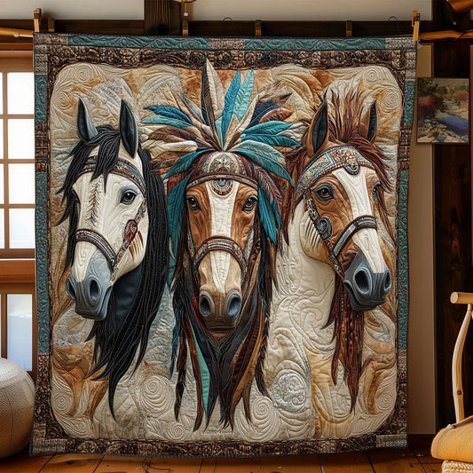 Wild Native Horse Quilt Blanket