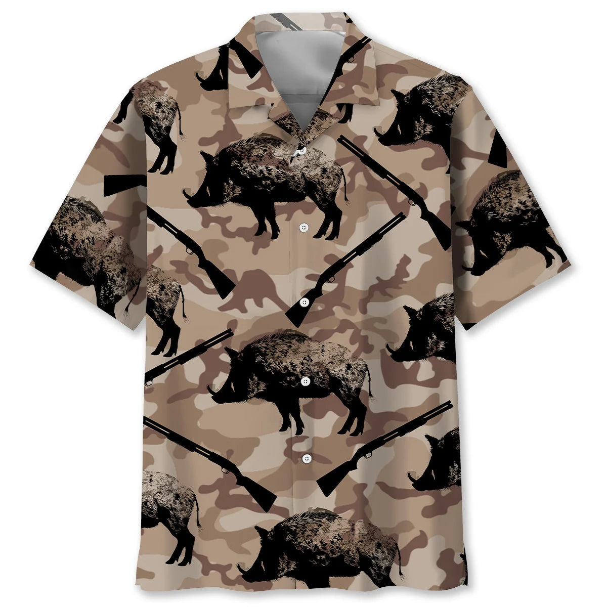 Wild Boar Hunting Camouflage Hawaiian Shirt, custom shirt gift for men