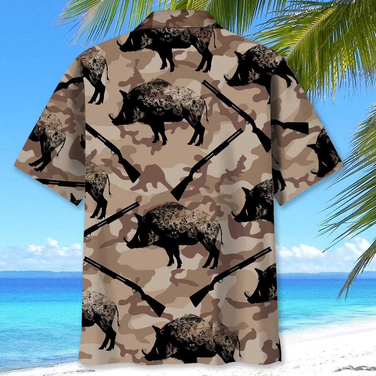 Wild Boar Hunting Camouflage Hawaiian Shirt, custom shirt gift for men (view 3)