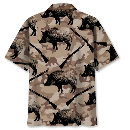 Wild Boar Hunting Camouflage Hawaiian Shirt, custom shirt gift for men (view 4)