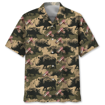 Wild Boar Hunting Hawaiian Shirt, custom shirt gift for men