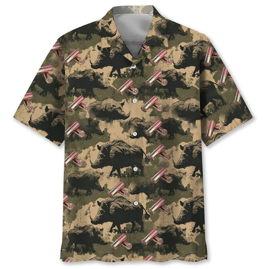 Wild Boar Hunting Hawaiian Shirt, custom shirt gift for men