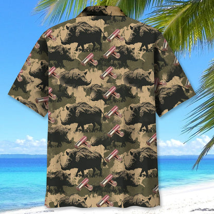 Wild Boar Hunting Hawaiian Shirt, custom shirt gift for men (view 3)