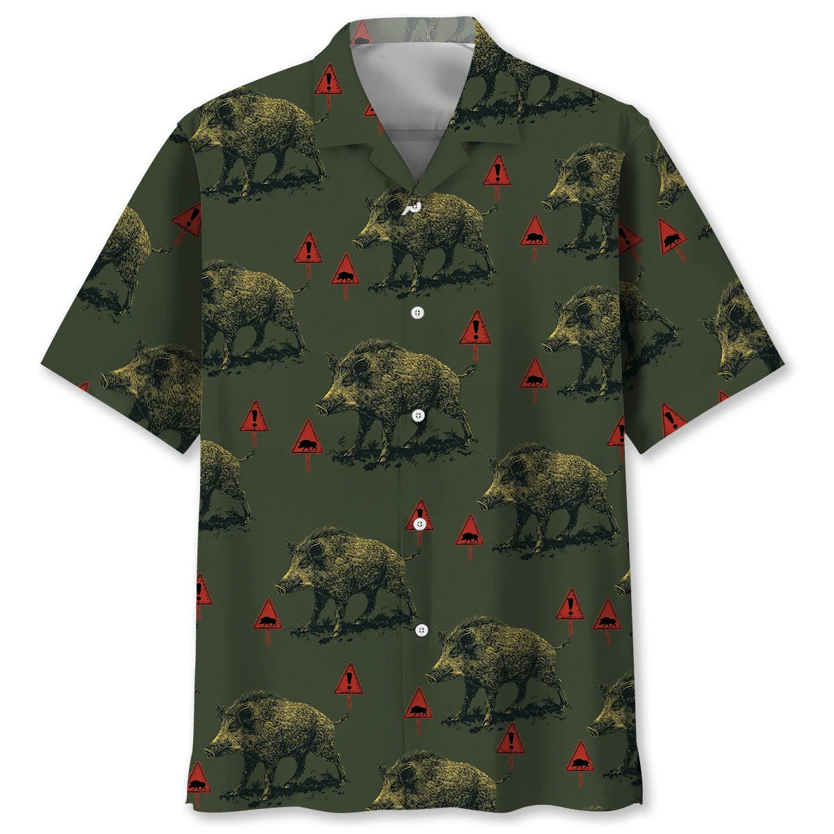 Wild Boar Warning Hawaiian Shirt, custom shirt gift for men
