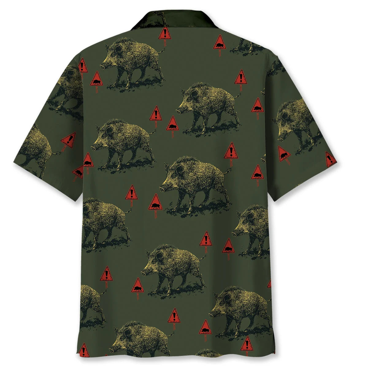 Wild Boar Warning Hawaiian Shirt, custom shirt gift for men (view 4)