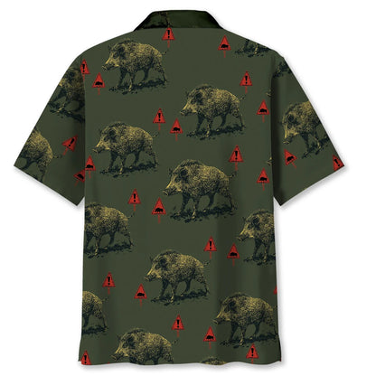Wild Boar Warning Hawaiian Shirt, custom shirt gift for men (view 4)