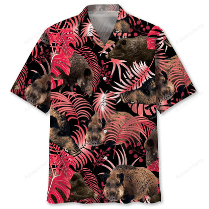 Wild Hog Hawaiian Shirt, custom shirt gift for men (view 2)