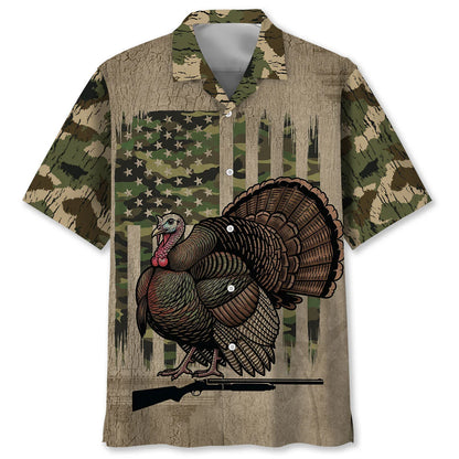 Wild Turkey Hunting America Hawaiian Shirt, custom shirt gift for men