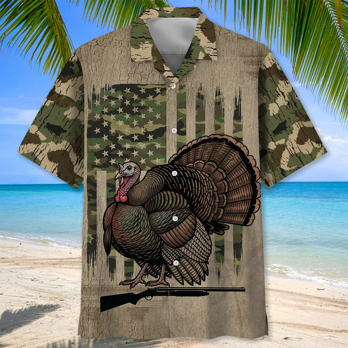 Wild Turkey Hunting America Hawaiian Shirt, custom shirt gift for men (view 2)