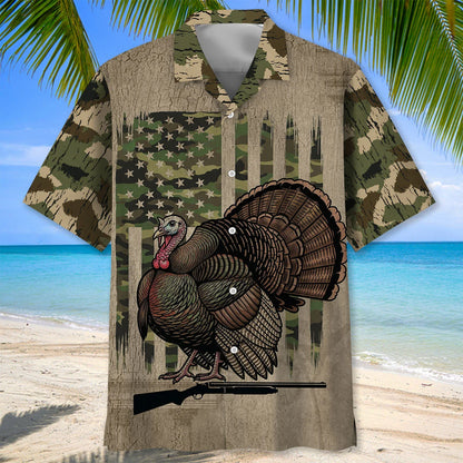 Wild Turkey Hunting America Hawaiian Shirt, custom shirt gift for men (view 2)