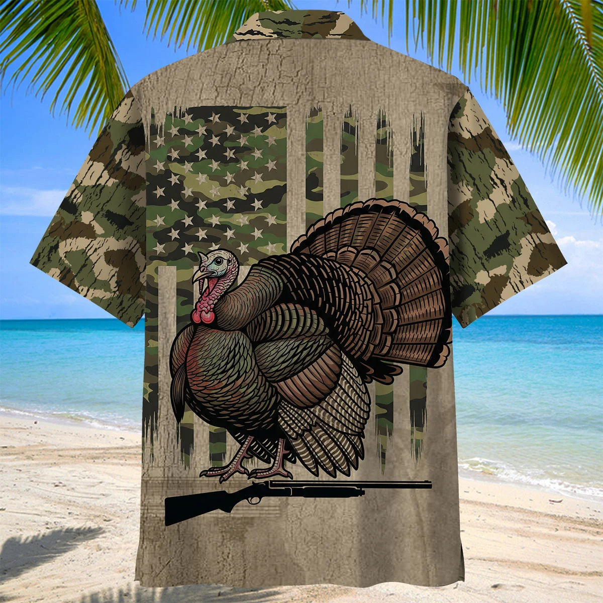 Wild Turkey Hunting America Hawaiian Shirt, custom shirt gift for men (view 3)