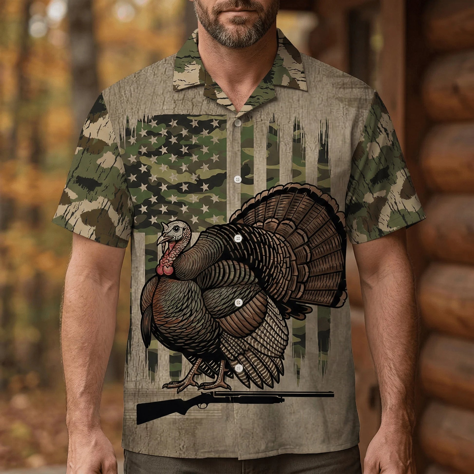 Wild Turkey Hunting America Hawaiian Shirt, custom shirt gift for men (view 5)