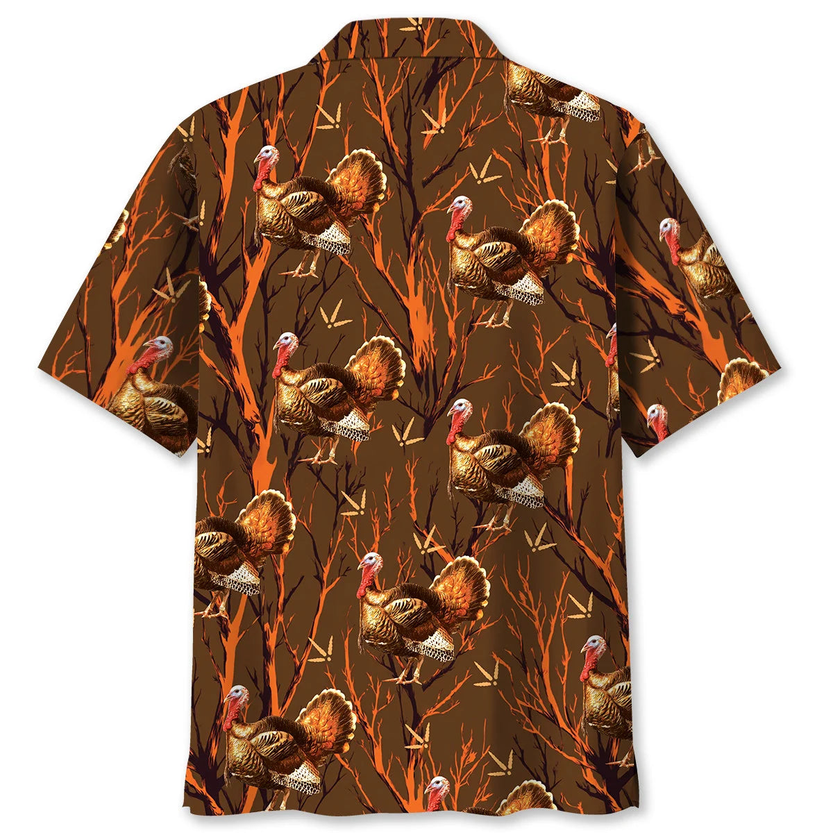 Wild Turkey Hunting Orange Camouflage Hawaiian Shirt, custom shirt gift for men (view 2)