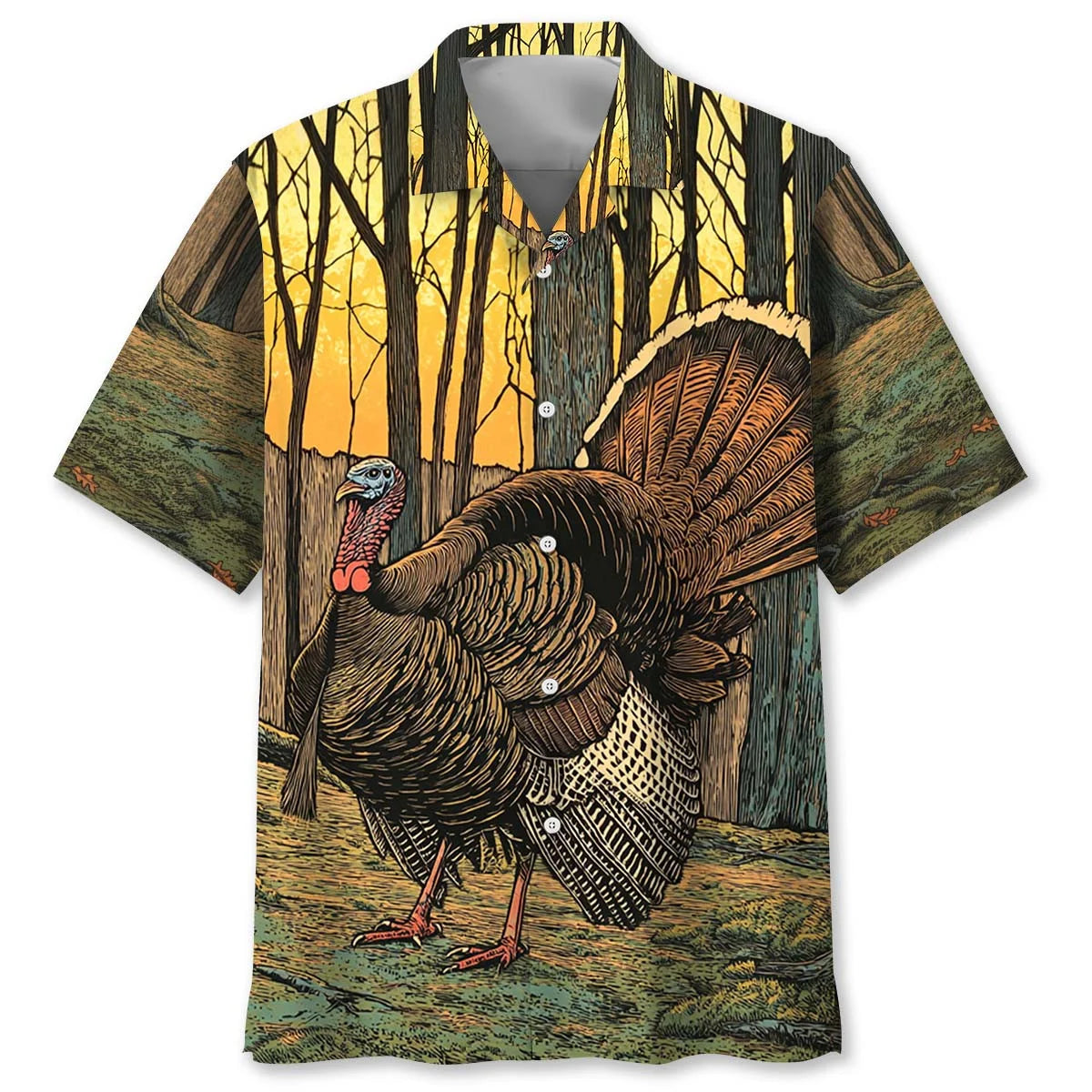 Wild Turkey in the Forest Hawaiian Shirt, custom shirt gift for men