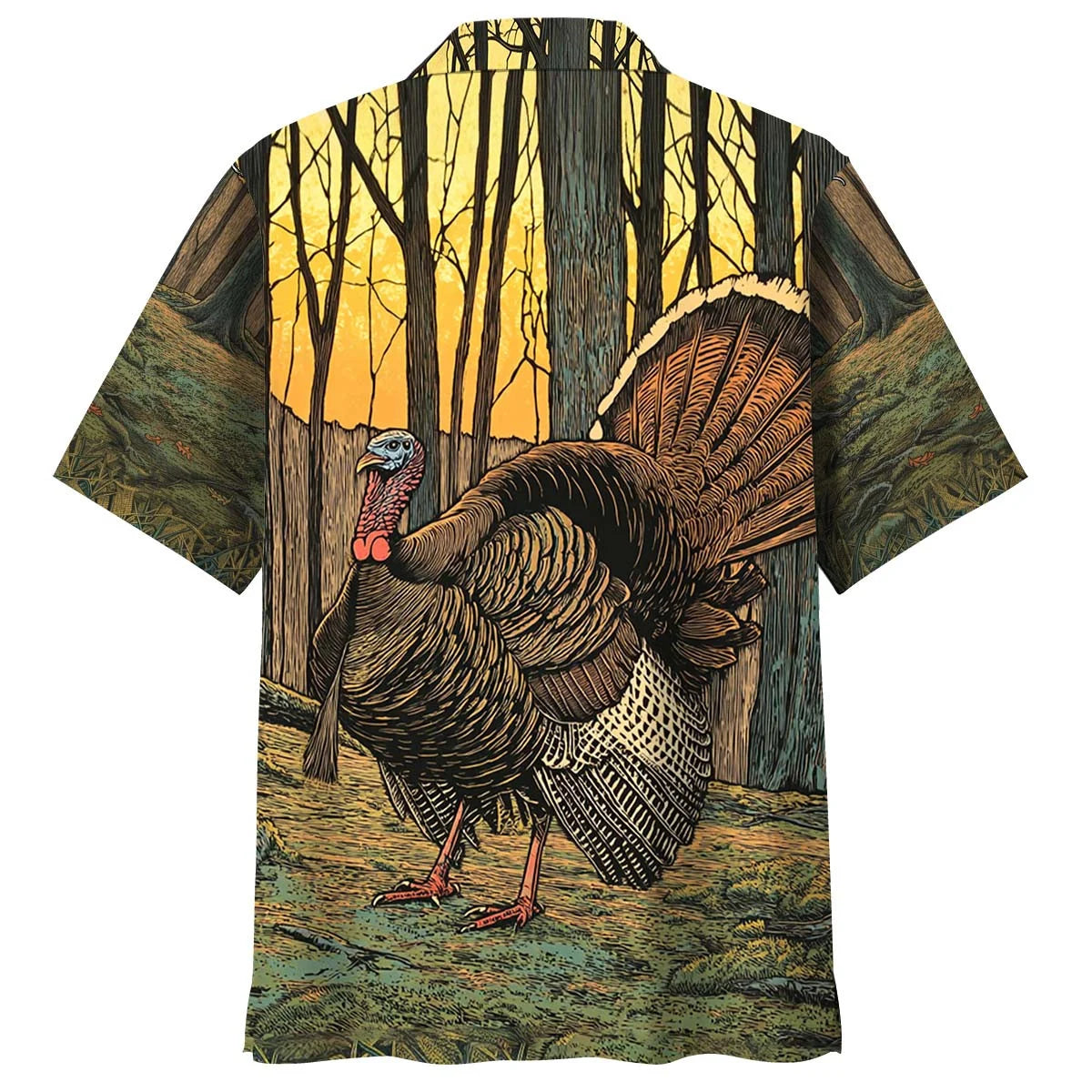 Wild Turkey in the Forest Hawaiian Shirt, custom shirt gift for men (view 3)
