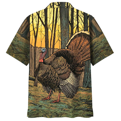 Wild Turkey in the Forest Hawaiian Shirt, custom shirt gift for men (view 3)